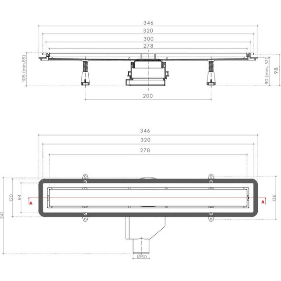 Трап Pestan (BETTOSERB) Confluo Premium Black Glass Line 30 см 13000290, нержавеющая сталь/стекло, хром/черный (под плитку), Цвет производителя: хром, чёрный, Размер трапа: 300 - фото 8