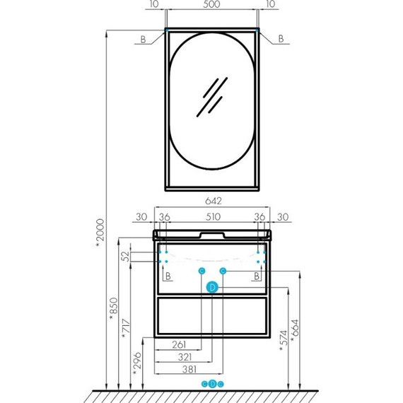 Зеркало Акватон Лофт Фабрик 50 см 1A242502LTDY0, дуб кантри - фото 7