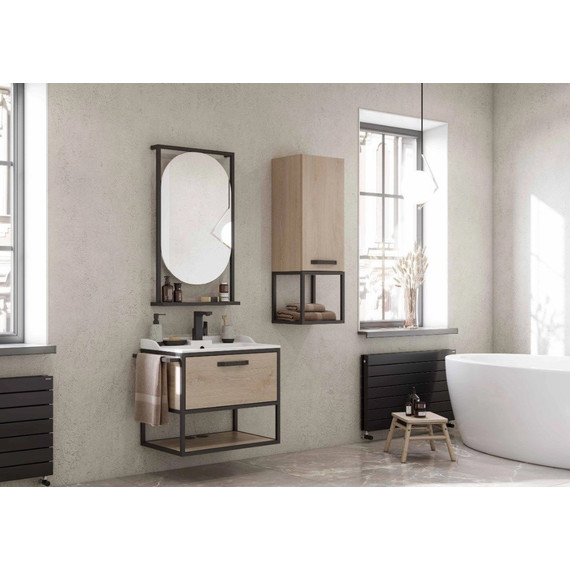 Полка подвесная Акватон Лофт Фабрик 34 см 1A242703LTDU0, дуб эндгрейн - фото 4