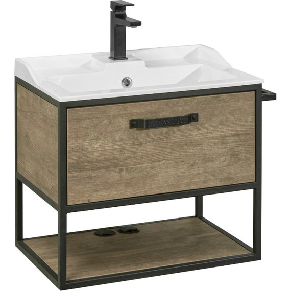 Тумба подвесная с раковиной Акватон Лофт Фабрик 65 см 1A2423K0LTDY0, дуб кантри - фото 