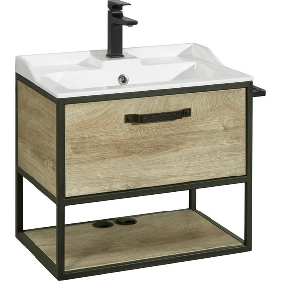 Тумба подвесная с раковиной Акватон Лофт Фабрик 65 см 1A2423K1LTDU0, дуб эндгрейн - фото 