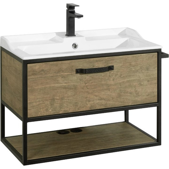 Тумба подвесная со столешницей Акватон Лофт Фабрик 80 см 1A242401LTDY0, дуб кантри - фото 10