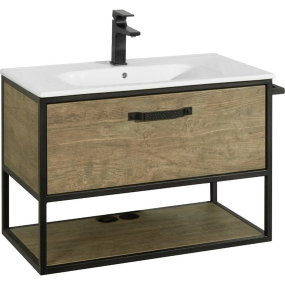 Тумба подвесная со столешницей Акватон Лофт Фабрик 80 см 1A242401LTDY0, дуб кантри - фото 11