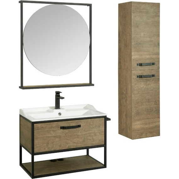 Тумба подвесная с раковиной Акватон Лофт Фабрик 80 см 1A2424K0LTDY0, дуб кантри - фото 7