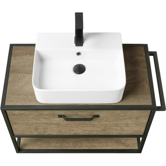 Тумба подвесная со столешницей Акватон Лофт Фабрик 80 см 1A242401LTDY0, дуб кантри - фото 6