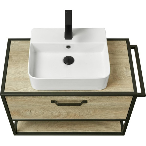 Тумба подвесная со столешницей Акватон Лофт Фабрик 80 см 1A242401LTDU0, дуб эндгрейн - фото 6