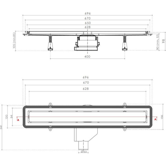 Трап Pestan (BETTOSERB) Confluo Premium Line 65 см 13100004, нержавеющая сталь (под плитку), Цвет производителя: хром, Размер трапа: 650 - фото 10