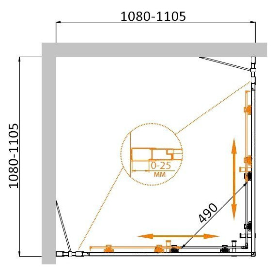 Душевое ограждение Cezares 110х110 см MOLVENO-A-22-90+20-P-Cr, хром/матовое - фото 5