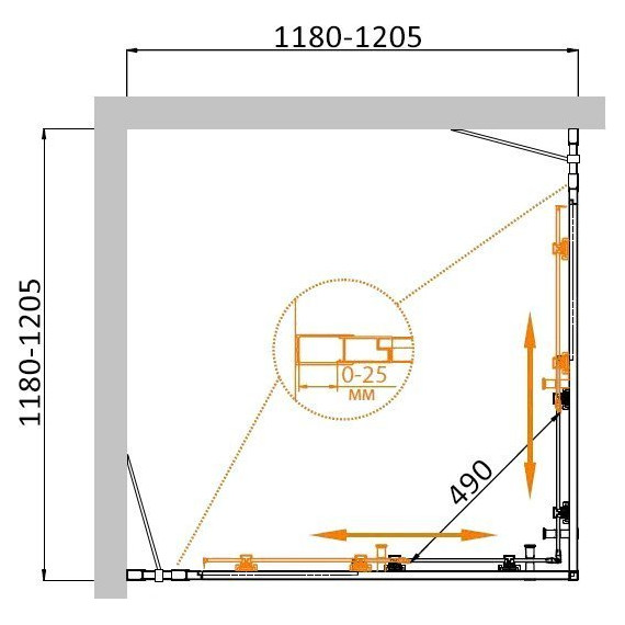Душевое ограждение Cezares 120х120 см MOLVENO-A-22-100+20-P-Cr, хром/матовое - фото 5