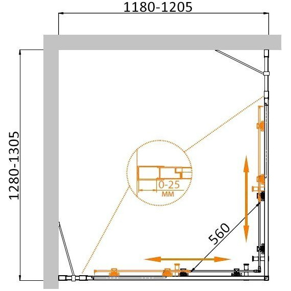 Душевое ограждение Cezares 130х120 см MOLVENO-AH-22-130/120-C-Cr-IV, хром/прозрачное - фото 2