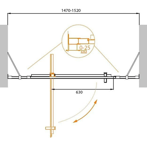 Душевая дверь Cezares 150 см MOLVENO-BA-12-90+60-C-Cr-IV, хром/прозрачное - фото 2