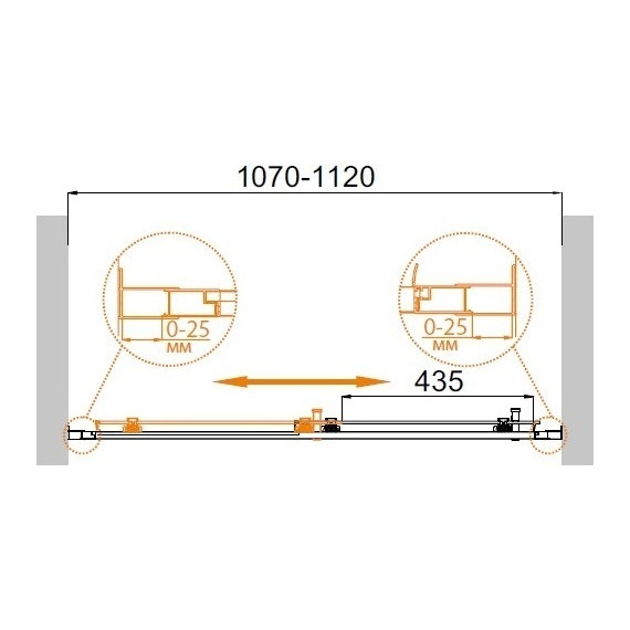 Душевая дверь Cezares 110 см MOLVENO-BF-1-110-C-Cr-IV, хром/прозрачное - фото 2