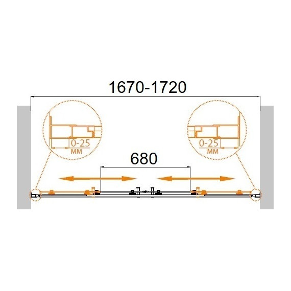 Душевая дверь Cezares 70 см MOLVENO-BF-2-170-C-Cr-IV, хром/прозрачное - фото 3