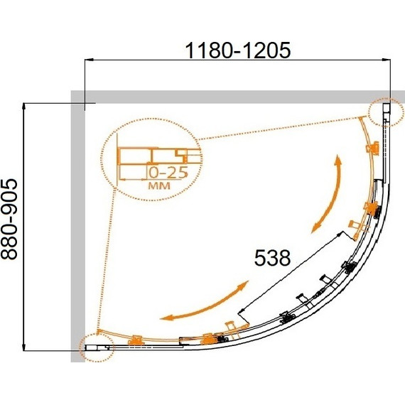 Душевое ограждение Cezares 120х90 см MOLVENO-RH-2-120/90-C-Cr-IV, хром/прозрачное - фото 6