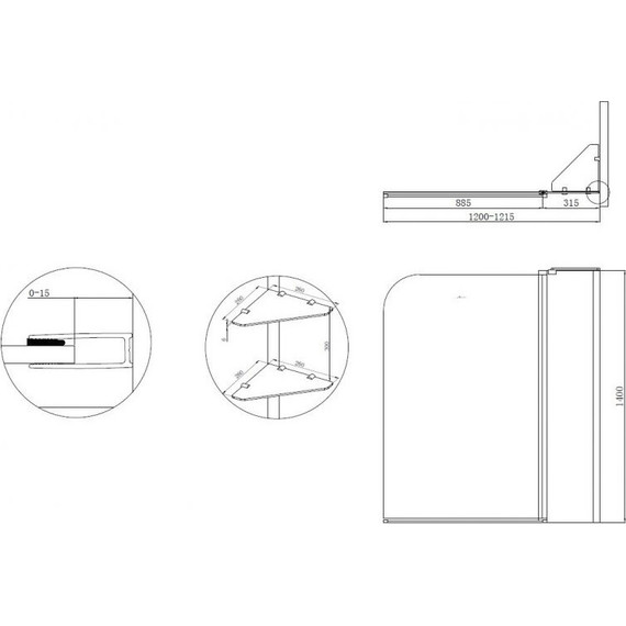 Шторка для ванны Cezares Eco V-12 120 см, хром/прозрачное - фото 2