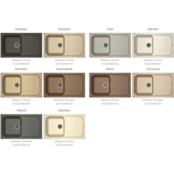 Кухонная мойка Florentina Арона 860 20.225.D0860.201, жасмин, Цвет производителя: жасмин - фото 3