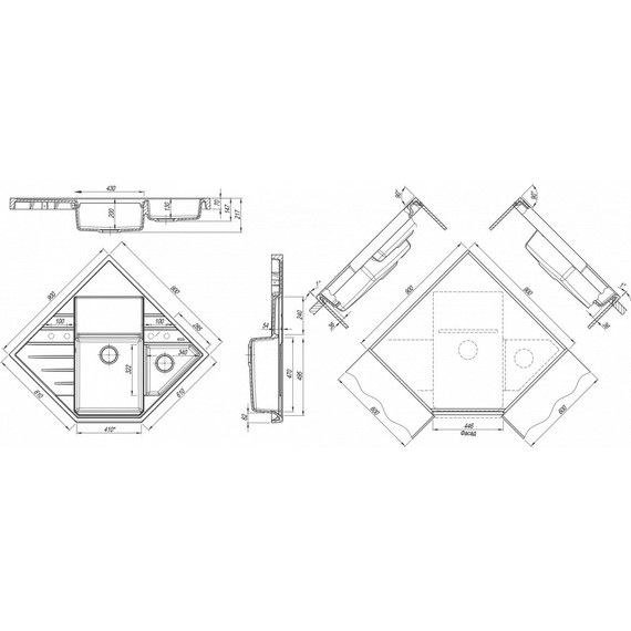 Кухонная мойка Florentina Бомбей 20.375.J0900.202, шампань, Цвет производителя: шампань - фото 4