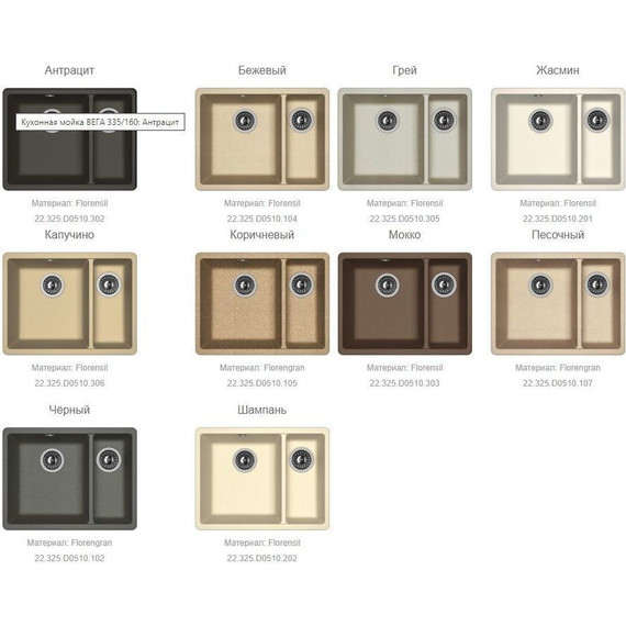Кухонная мойка Florentina Вега 355/160 22.325.D0510.201, жасмин, Цвет производителя: жасмин - фото 2