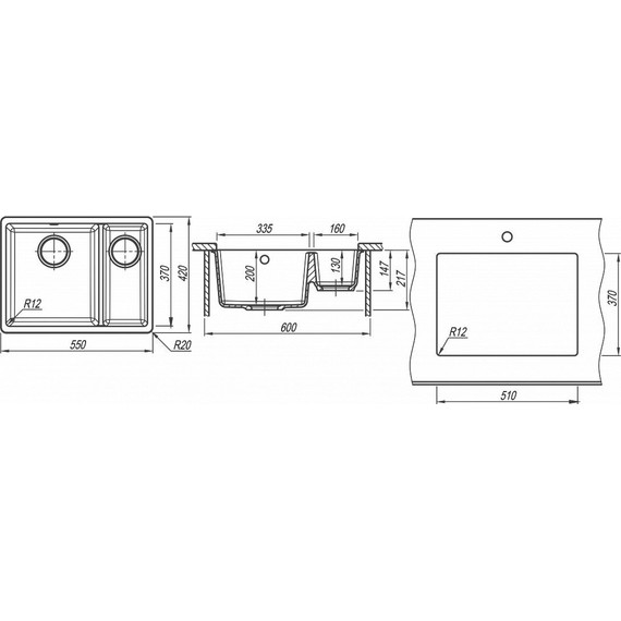 Кухонная мойка Florentina Вега 355/160 22.325.D0510.201, жасмин, Цвет производителя: жасмин - фото 4