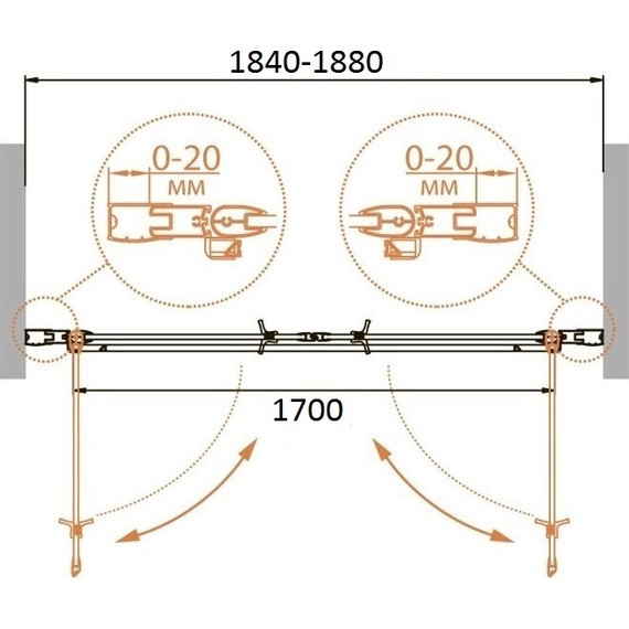 Душевая дверь Cezares 180 см RELAX-B-2-180-C-Bi, белый/прозрачное - фото 2