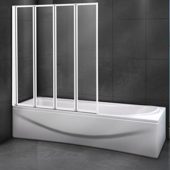 Шторка для ванны Cezares Relax V-4 100 см, белый/прозрачное - фото 