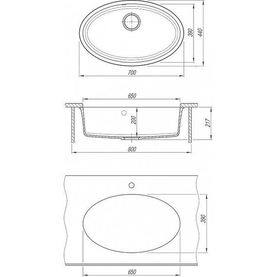 Кухонная мойка Florentina Вега овал 22.430.E0650.305, грей, Цвет производителя: грей - фото 4