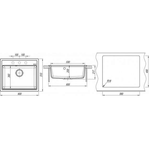 Кухонная мойка Florentina Липси 600 20.120.D0600.102, чёрный - фото 4