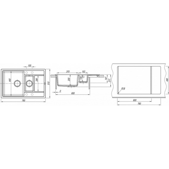 Кухонная мойка Florentina Липси 780K 20.250.D0780.201, жасмин, Цвет производителя: жасмин - фото 4