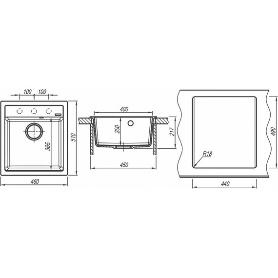 Кухонная мойка Florentina Липси 460 20.280.B0460302, антрацит, Цвет производителя: чёрный - фото 4