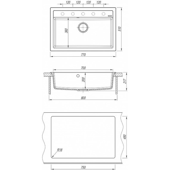 Кухонная мойка Florentina Липси 770 20.440.E0770.302, антрацит, Цвет производителя: чёрный - фото 4