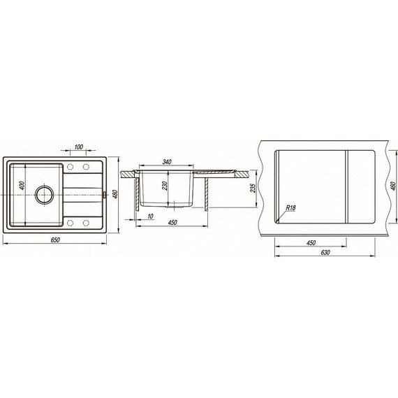 Кухонная мойка Florentina Комби 650, антрацит, Цвет производителя: чёрный - фото 4