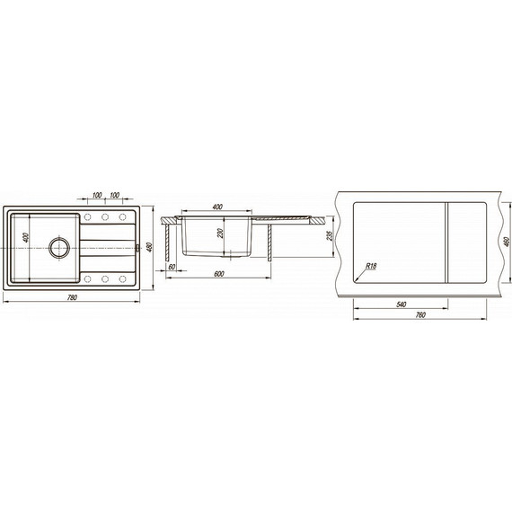 Кухонная мойка Florentina Комби 780, антрацит, Цвет производителя: чёрный - фото 4