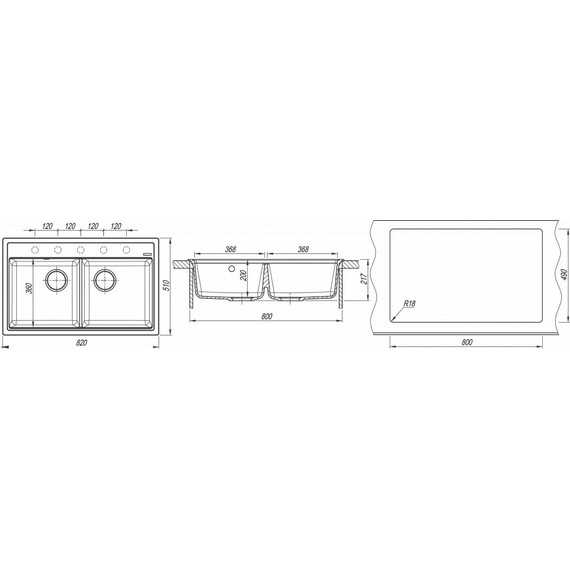 Кухонная мойка Florentina Липси 820 20.370.E0820.305, грей, Цвет производителя: грей - фото 4