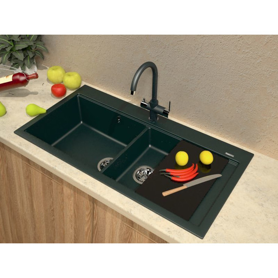Кухонная мойка Florentina Россана 20.335.E1000.302, антрацит, Цвет производителя: чёрный - фото 2