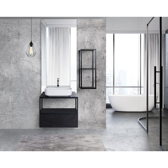 Тумба подвесная со столешницей Cezares CADRO-70/46/30-1C-SO-MET 70 см, черный - фото 3