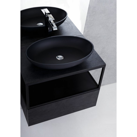 Тумба подвесная со столешницей Cezares CADRO-70/46/30-1C-SO-MET 70 см, черный - фото 2