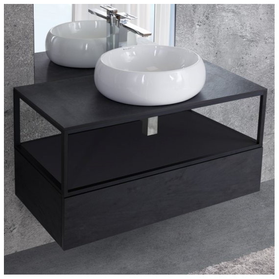 Тумба подвесная со столешницей Cezares CADRO-120/46/30-1C-SO-MET-ST 120 см, черный - фото 