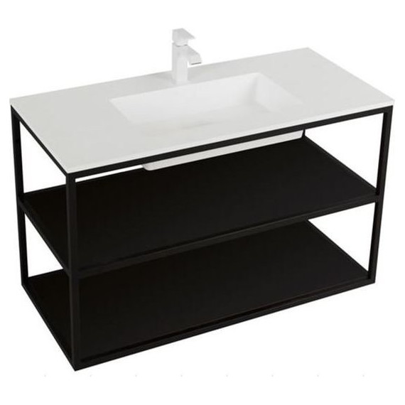 Тумба подвесная с раковиной Cezares CADRO-120/46/58-2C-SO-MET-ST 120 см, черный - фото 