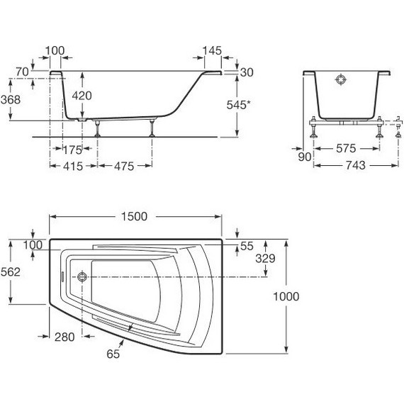 Ванна акриловая Roca Hall Angular 150x100 см ZRU9302865 R - фото 4