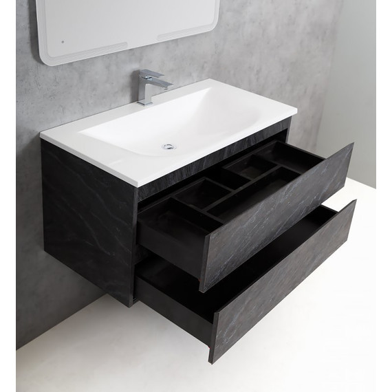 Тумба подвесная с раковиной Cezares MOLVENO-100-2C-SO-ANTR 100 см, Antracite - фото 3