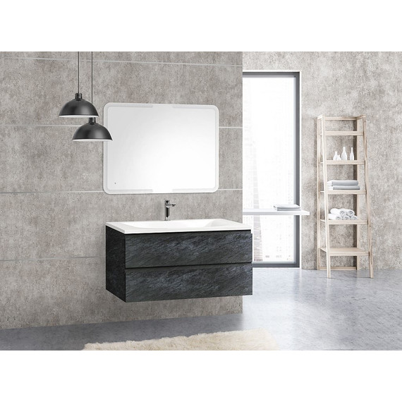 Тумба подвесная с раковиной Cezares MOLVENO-100-2C-SO-ANTR 100 см, Antracite - фото 5