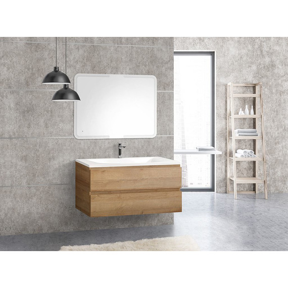 Тумба подвесная с раковиной Cezares MOLVENO-100-2C-SO-RRIV 100 см, Rovere Rivera - фото 6