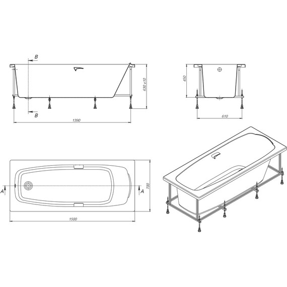 Ванна акриловая Roca Sureste 170х70 см ZRU9302769, Размер - мм: 1700х700 - фото 10