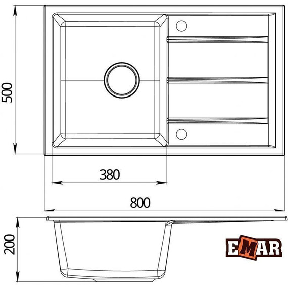 Кухонная мойка Emar EMQ-1800.Q, барит, Цвет производителя: барит - фото 2