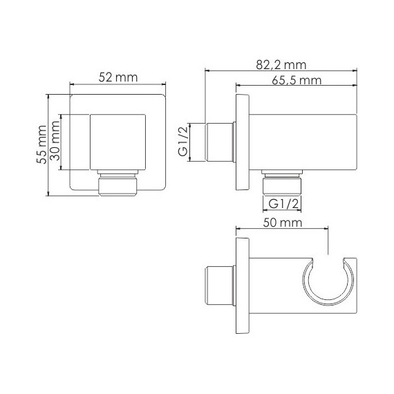 Шланговое подсоединение с держателем WasserKraft Wiese A186, оружейная сталь - фото 2