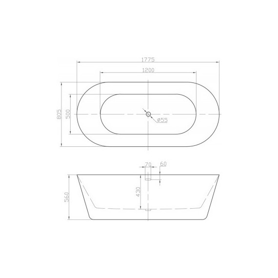 Ванна отдельностоящая BelBagno BB306-1775 175х80 см, Размер - мм: 1750х800 - фото 5