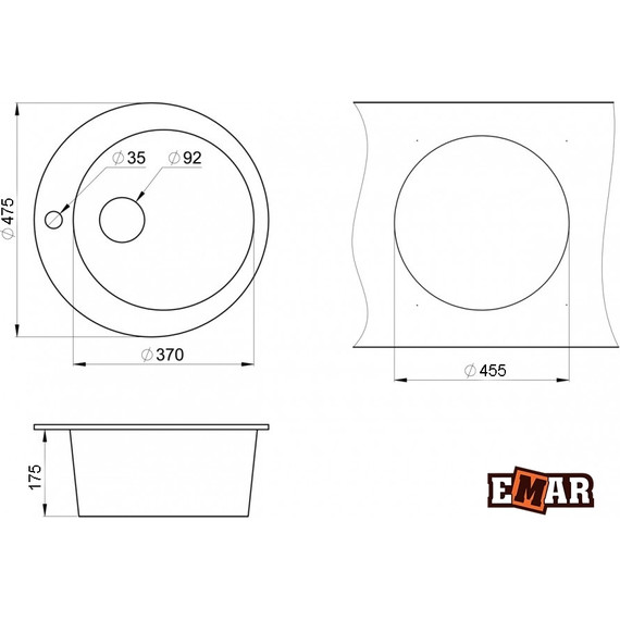 Кухонная мойка Emar EMQ-1475.C, агат, Цвет производителя: агат - фото 2