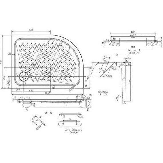 Мраморный поддон Cezares TRAY-S-RH-120/90-550-13-W-L 120х90 см - фото 3