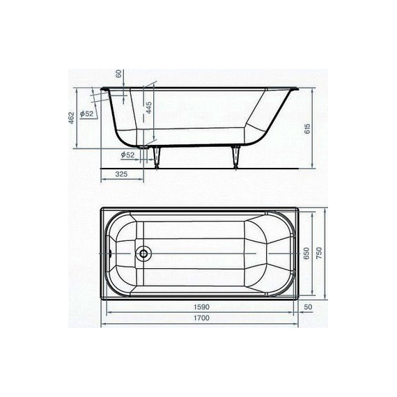 Ванна чугунная Wotte Start 170х75 см (с отверстиями для ручек) - фото 7