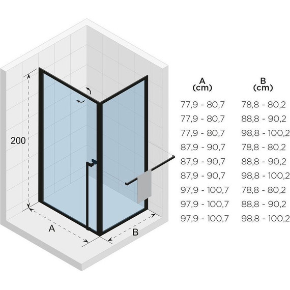 Душевое ограждение Riho Lucid GD201 80х80 см G005007121 черный/прозрачное - фото 3